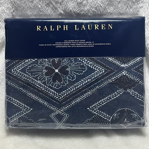 Ralph Lauren Francois FULL/QUEEN Navy Pattern Duvet Cover ~ New - Picture 5 of 10